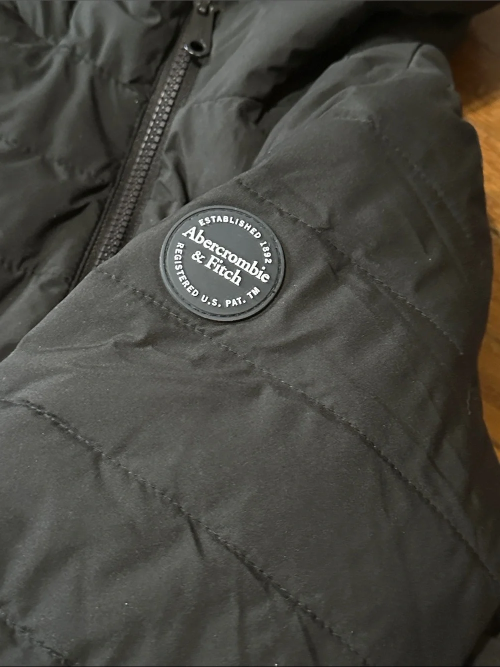 abercrombie kids Black Hooded Puffer Jacket, Sz 11/12